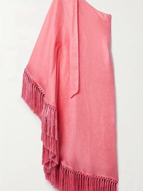 TALLER MARMO
Arno one-sleeve fringed linen-blend gown